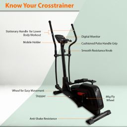 agaro Alpha Magnetic Cross-trainer, 8 Magnetic Resistance Levels, LCD Monitor Cross Trainer image 2