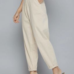 Women Tapered Fit High Rise Beige Jeans-image-1