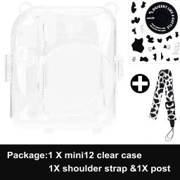 Zikkon Instax Mini 12 ClayWhite Hard Carrying Protective Case with Shoulder Straps and Stickers Decoration SetCamera Bag-18