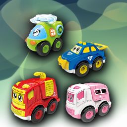 kids toy for babies 4pc set vehical friction push and go toys-2
