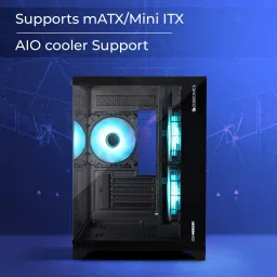ZEBRONICS MERCURY Gaming Chassis, mATX/Mini ITX, 240mm AIO ARGB, Tempered Glass Cube Cabinet with USB 2.0 and USB 3.0 Ports Compatible with Gaming Console image 3
