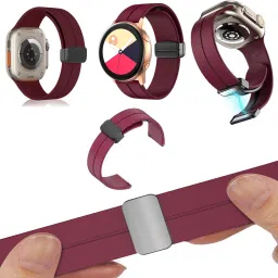 zeepzone Maroon Pack Of 2 - 20MM - Watch Strap Silicone Belt Magnetic Clasp Compatible 20.9 mm Silicone Watch Strap-image-73