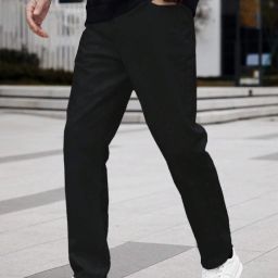 Men Relaxed Fit Mid Rise Black Jeans-image-98