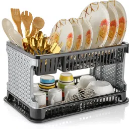Dish Drainer Kitchen Rack Sleek, Space-saving Solution for Effortless Kitchen Organization Plastic-image-15