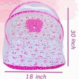 jaiswal enterpprises Polyester Infants Washable Baby Bedding Set with Mosquito Net Super Soft Cotton Material Smooth Mosquito Net image 2