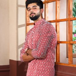 Men Embroidered Khadi Silk Straight Kurta-image-3