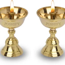 Pyali Brass Diya (pack of 2)- Handcrafted Traditional Indian Oil Lamp for Puja Brass (Pack of 2) Table Diya Set-image-46