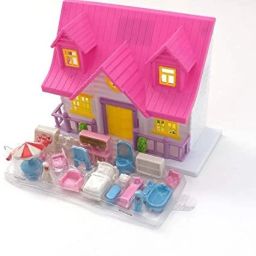 Foldable & Openable Door with Furniture, 100% Non-Toxic Doll House Set-image-4