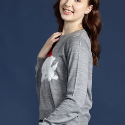 Mast & Harbour Conversational Self Design Pullover with Fuzzy Detail-image-66