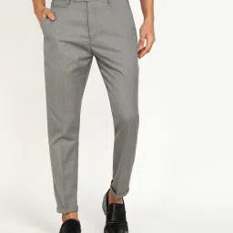 Men Skinny Fit Grey Polycotton Trousers-picture-8