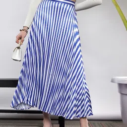 sassafras Women Striped Flared Blue Skirt-picture-36