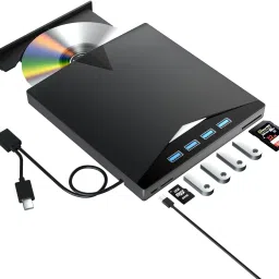 microware External CD/DVD Drive, 7 in 1 USB 3.0 DVD Player Portable CD/DVD Burner for Laptop Compatible with Laptop Desktop PC Windows 11/10/8/7 Linux OS Laptop Accessory-8