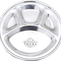 (11.5 x 0.8 Inches approx ) Stainless Steel Made Best Quality Dinner Plate Food Plate For Home Use Hotel Sectioned Plate-image-79