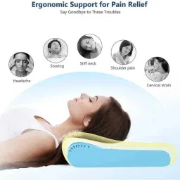 hkz-yg Cervical Contour Memory Foam Pillow + Anti-Snoring + Stomached + Side Sleepers Memory Foam Solid Orthopaedic Pillow Pack of 1 image 2