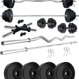 12 kg PVC 12 KG COMBO 343 WB-WA with One 3 Ft Plain Rod & One 3 Ft Curl Rod and One Pair Dumbbell Rods Home Gym Combo-25