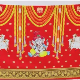Washable Fabric Decorative Cloth Ganesh Festival Special 8 * 5 Curtain Fabric-image-3