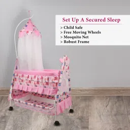 Cradle for baby boy and girls. CREW4 Cradle With Swing And Mosquito Net .-5