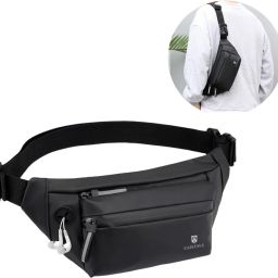 gustave Large Fanny Pack Cross Body Travel Bag Waist Bags Men?s Waterproof Sling Backpack Chest Bag (Black) Diagonal bag-image-82