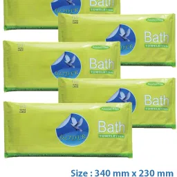 Bed Bath Wipes, Enriched with Aloe Vera and Vitamin E (Pack of 5) 50 Wipes-image-86