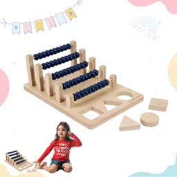 Math Machine-4 Pcs Sets| Wooden Abacus| Educational Kit Toy for Kids 3+ Years-image-3