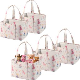 Cotton Pack of 5 Storage Basket with Handle | GM-20-WHT | Little Princess - Cream Storage Basket-image-61
