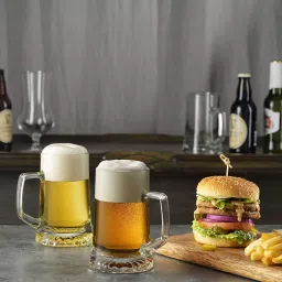 Pack of 2 Glass Beer Mug, Classic Wine Glass, Transparent Glass, Crystal Beer Mug-image-51