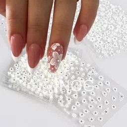 8 Sheets Set Self Adhesive 3D White Flower Floral Design Nail Art Stickers-image-78