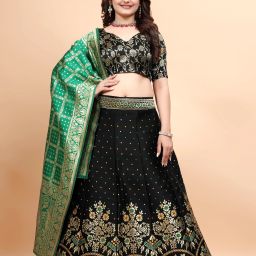 Self Design Semi Stitched Lehenga Choli-image-64
