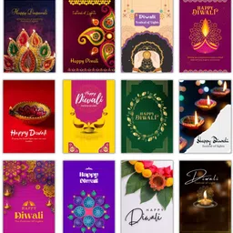 aanyacentric 2.9x4.1inches Diwali Deepawali Mini Small Printed Gift Folded Blank Inside Greeting Card-picture-22