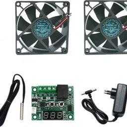 techsupreme Combo Of W1209 + 12v 2Amp Adapter + 2 Piece 3.5 inch fan For Diy Incubator Electronic Components W1209 thermostat Temperature Sensor and Controller Electronic Hobby Kit-picture-9