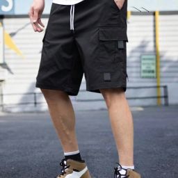 Solid Men Black Cargo Shorts-picture-17