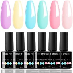 UV Gel Nail Polish Set Elegant Pastel Colors Glossy Finish Gel Polish Kit 7.5ml Venice Pastels V22-7