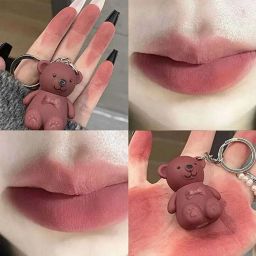 2in1 Teddy Bear Keychain Lip Gloss Lipstick Waterproof and Long Lasting-image-68