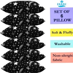 Polyester Fibre Abstract Sleeping Pillow Pack of 6-image-80