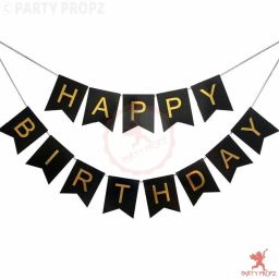 Black and Gold Happy Birthday Banner Decoration for Boys, Girls, Boyfriend, Girlfriend, Husband,Kids Bday Celebrations, Bunting Tags, Flag Decorative Items Decor, High Quality Banners Banner-image-50