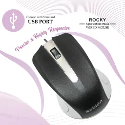 zebion K500 Wired Keyboard + Rocky wired Mouse + Pronto101 Usb hub Combo Set image 5