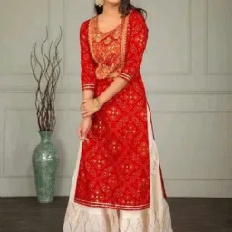 Women Embroidered Viscose Rayon A-line Kurta-image-54