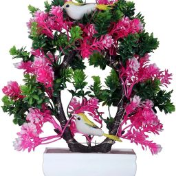 Artificial Plant with Sparrow for Living Room Decor with LED Light Bonsai Wild Artificial Plant with Pot-image-65