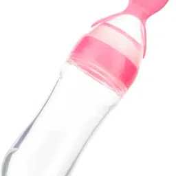nimai enterprises Baby spoon feeder with nibbler, Fruit teether, fruit nibbler ( pink colour ) - silicone image 2