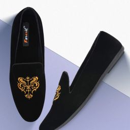 Present Z-Black Embroidered Velvet Formal Casual Slip-on Loafers Shoes for Men and Boys (FSL-2022) Loafers For Men-image-8