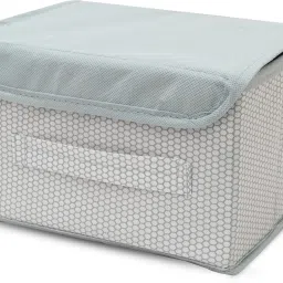 mteaser Foldable Drawer Rectangular Storage Basket with Lid & Handle Closet Organizer| Storage Box image 4