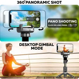 Hold up Gimbal Stabilizer for Smartphone, 2-Axis Auto Face Tracking Selfie Stick with Tripod,360°Rotation with Wireless Remote Bluetooth Selfie Stick image 3