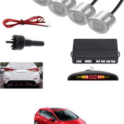 4Silver Parking Sensor With LED Display Increased Safety For Car-159 Universal 4 Silver Reverse Parking Sensor With LED Display For Cars-159 Parking Sensor-image-62
