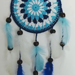 Dreamcatcher blue white evil eye 4 inch Feather Room Wall Car Hanging Decor Wool Dream Catcher-image-14