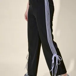 Women Striped Black Track Pants-image-8