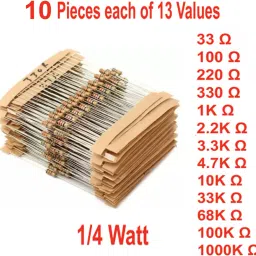 0.25 Watt, 5%, 13 Values, 10 Each CFR Resistor Fixed Resistor-26
