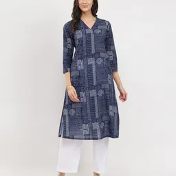 pink fort Women Printed Pure Cotton Straight Kurta-picture-24