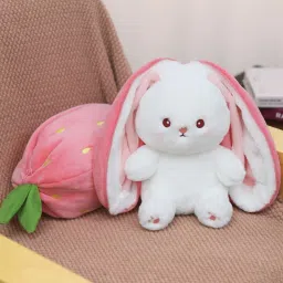 Plush Toy Pillow Reversible Bunny Soft Toy For Kids With Zipper - 30 cm-16
