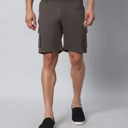 Solid Men Grey Cargo Shorts-14