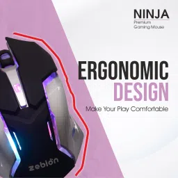 zebion Ninja M Light Sync / Adj DPI Upto 3200, 6 Programmable Buttons, RGB Wired Ambidextrous Optical Gaming Mouse image 4